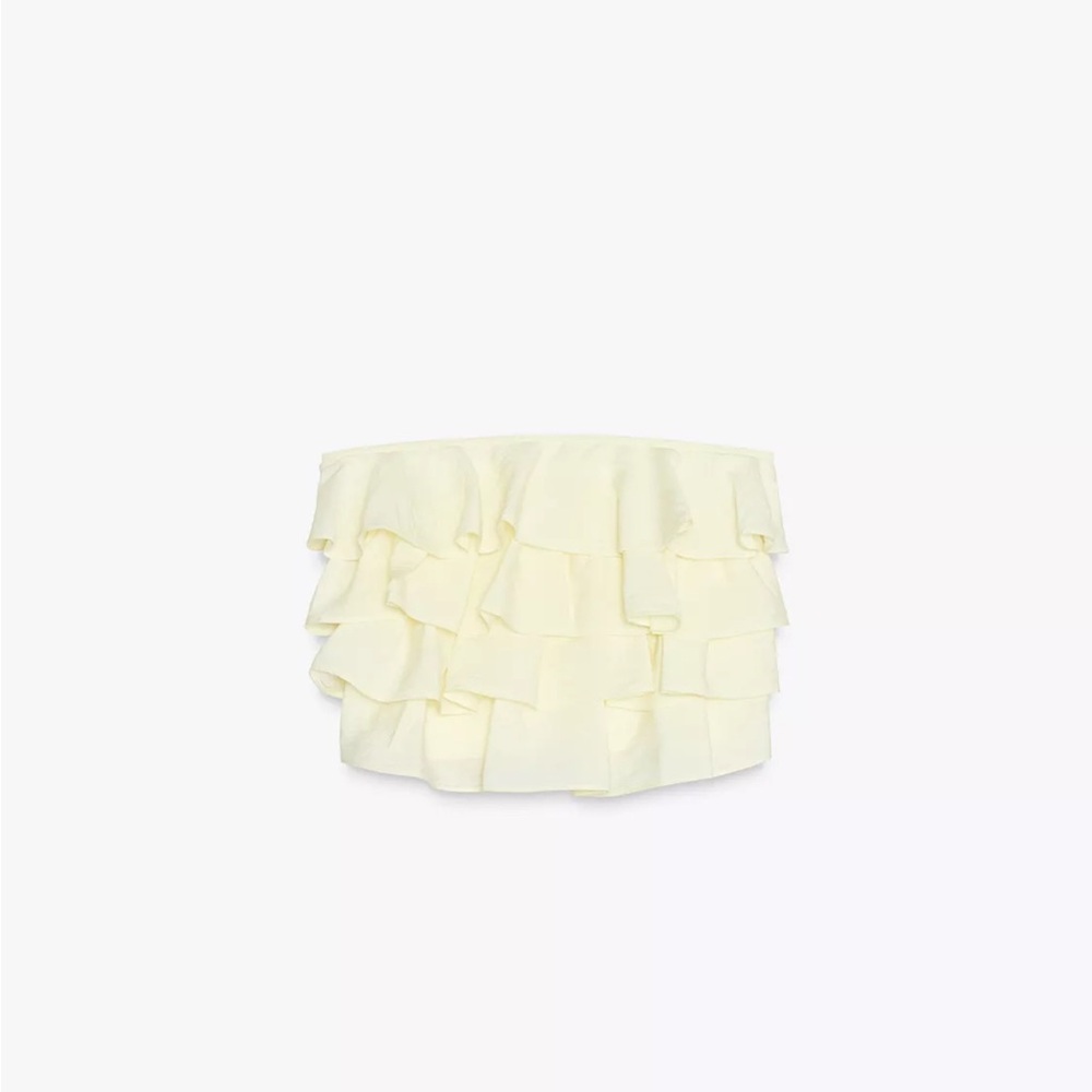 Zara Cream Ruffle Crop Top